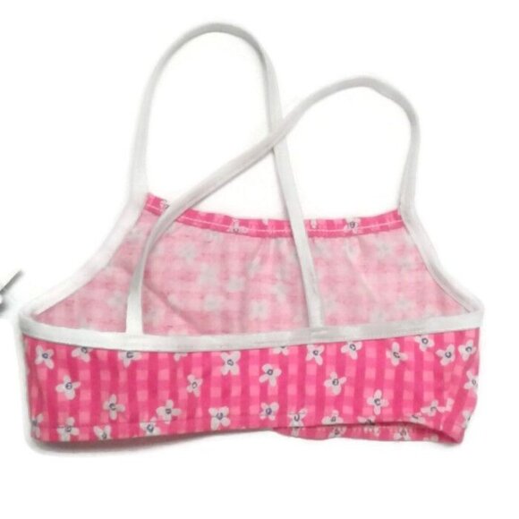 100 Degrees by Backflips Size 6 Girls Swim Top Pink Floral Checkered NEW - Picture 3 of 4